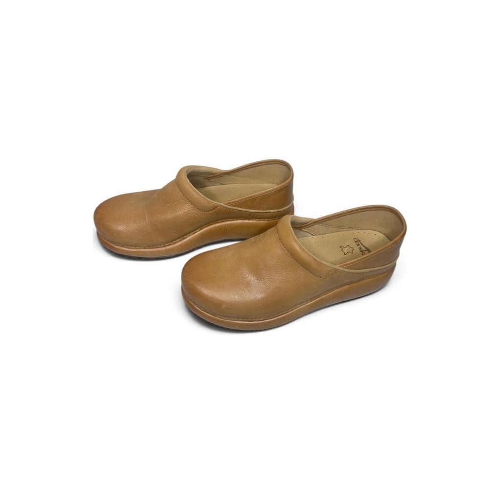 Dansko Platform Pro Clogs Honey Distressed Leather Womens 11.5 12 EU 42 Non Slip